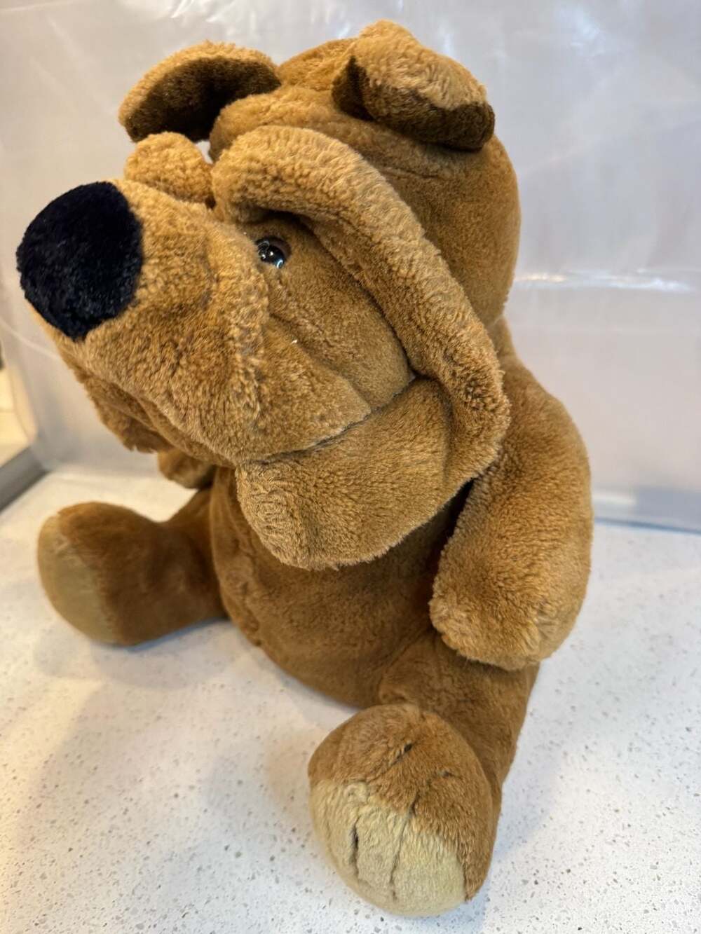 Vintage 1982 American Wego Brown Shar Pei / Bulldog Plush Stuffed Animal